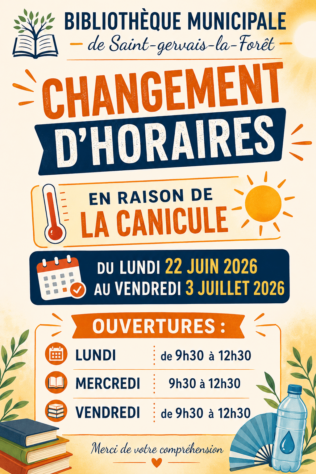 Affiche bibliothรจque canicule
